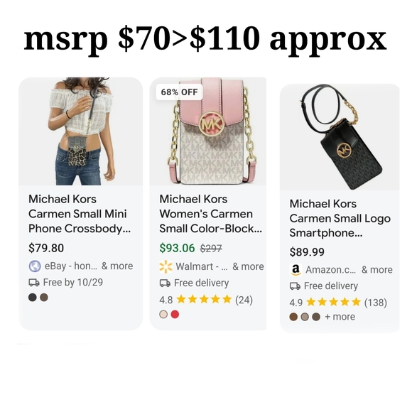 BN Michael Kors Cross Body & Smart phone carrier SOFT leather bag w/chain straps - Picture 10 of 11